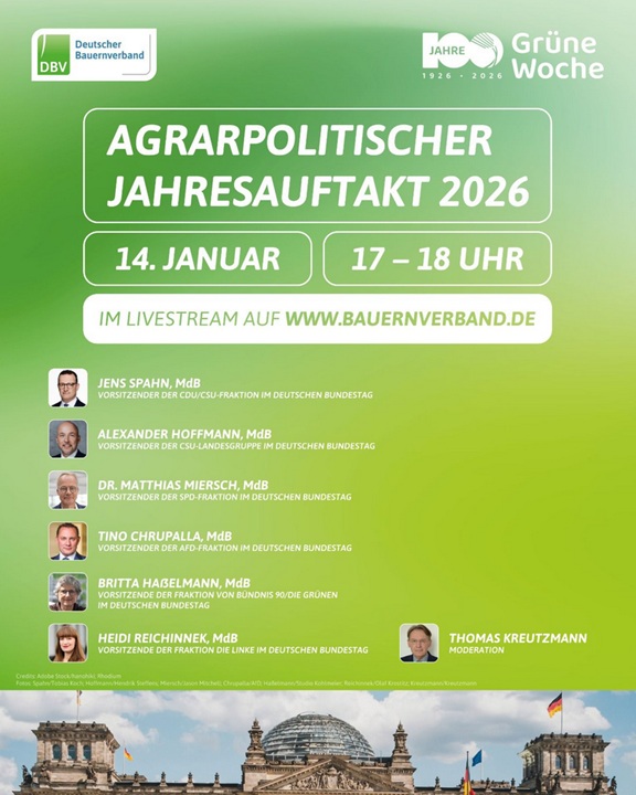 Agrarpolitischer Jahresauftakt 2026 mit den Fraktionsspitzen des Deutschen Bundestages 