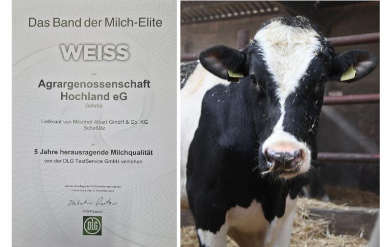 DLG vergibt „Band der Milch-Elite“ an Agrargenossenschaft Hochland e.G. in Gahma