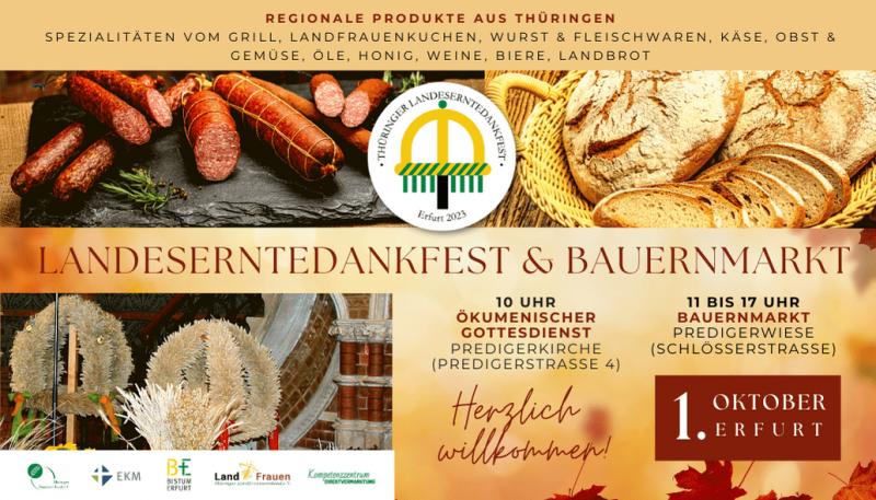 Landeserntedankfest mit Bauernmarkt am 1. Oktober in Erfurt